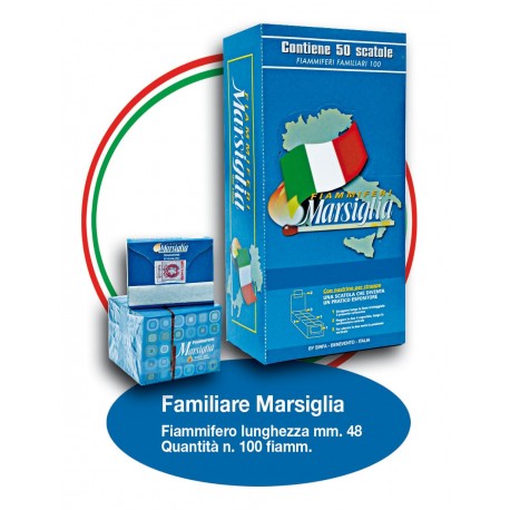 Fiammiferi Familiari Marsiglia Blu - 5 scatoline da 100 fiammiferi