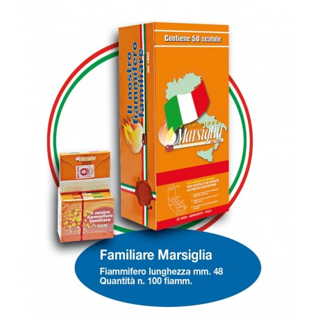 Fiammiferi Familiari Marsiglia Arancio - 5 scatoline da 100 fiammiferi
