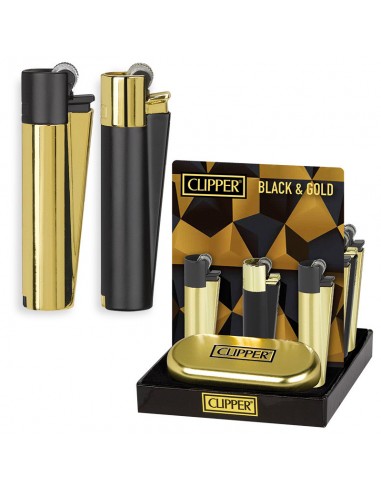 Accendino Clipper Large Metal BLACK & GOLD - Accendini Clipper