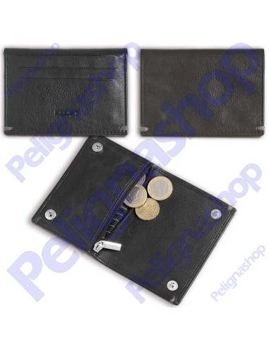 Portacarte portamonete in pelle EGOIST con clip e cerniera