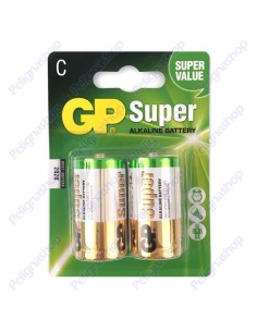 Batterie GP SUPER Mezze Torce Pile size C 14A LR14 1 Blister da 2 alcaline