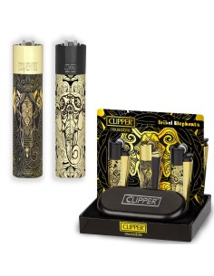 Accendino Clipper Large Metal TRIBAL ELEPHANT - Box Regalo