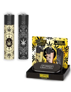 Accendino Clipper Large Metal WEED PATTERN - Box Regalo