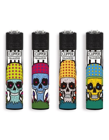 Clipper Large Fantasia MUSHROOMS SKULLS - 4 Accendini