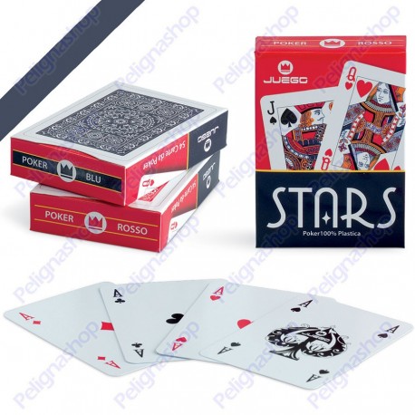 Juego Poker Stars - Mazzo di carte da Poker in plastica Dorso BLU