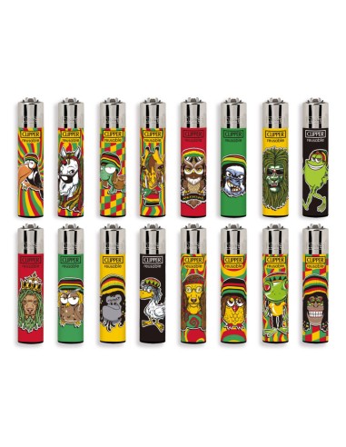 Clipper Large Fantasia RASTA ANIMAL Serie Completa - 16 Accendini