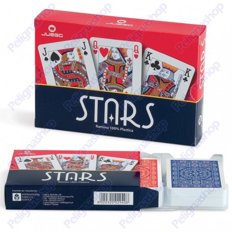 Juego Ramino Stars - 2 Mazzi di carte da Ramino in plastica